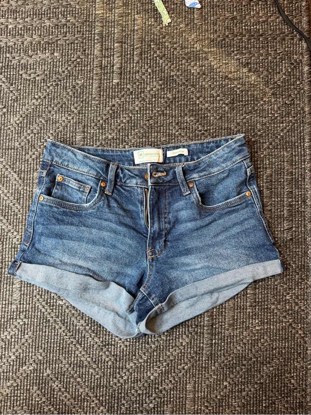 BDG High-Rise Rolled Hem Denim Shorts in Blue